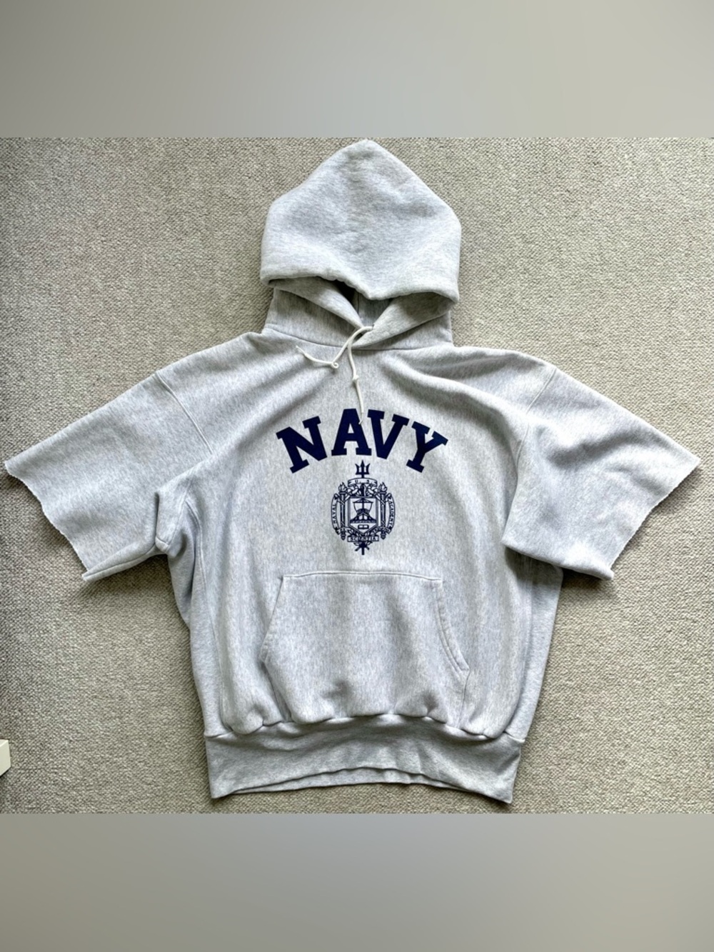 Vintage 80s US Navy / US Naval Academy Hooded Short Sleeve Sweatshirt, Size XL